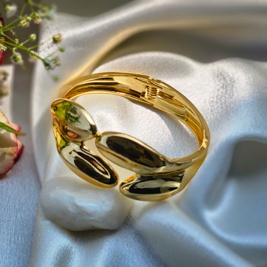 Golden Petal Hinge Bangle