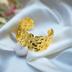 Floral Gold Cuff Bangle