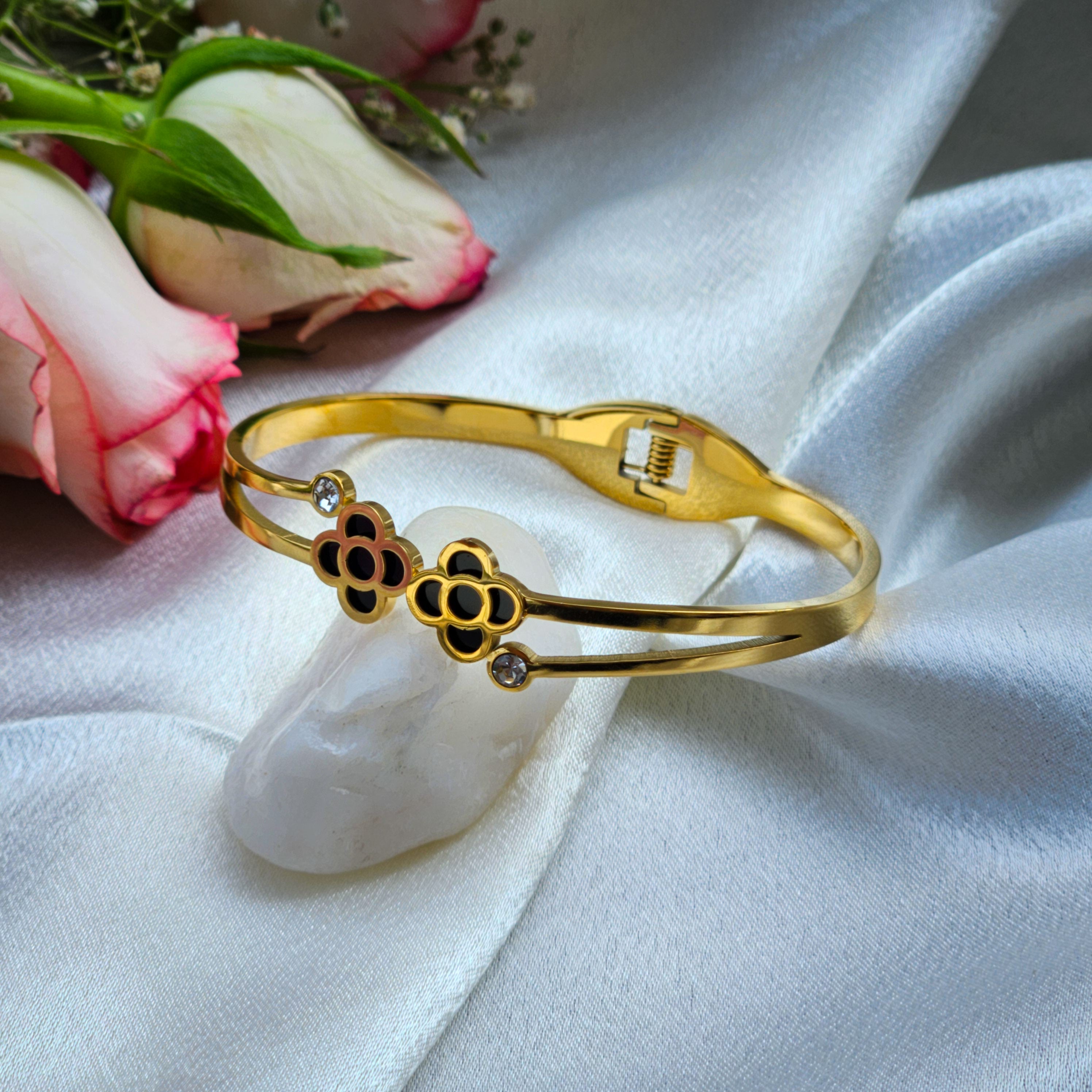 Double Clover Hinge Bangle